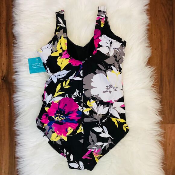 Swimsuits for All Beach Belle Bright Floral Sarong Front Swimsuit Size10 NWT - Picture 3 of 10